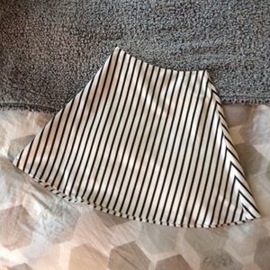 Black & White Striped Midi A-Line Skirt
